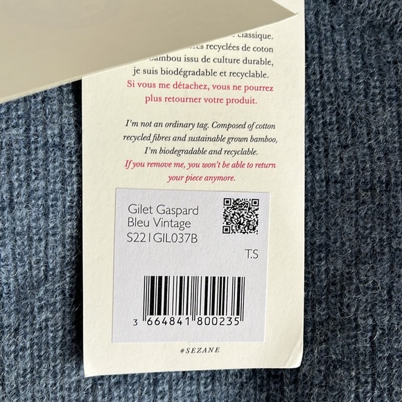 NWOT Sezane Gaspard Vintage Blue Cardigan Sweater SMALL - Picture 7 of 15